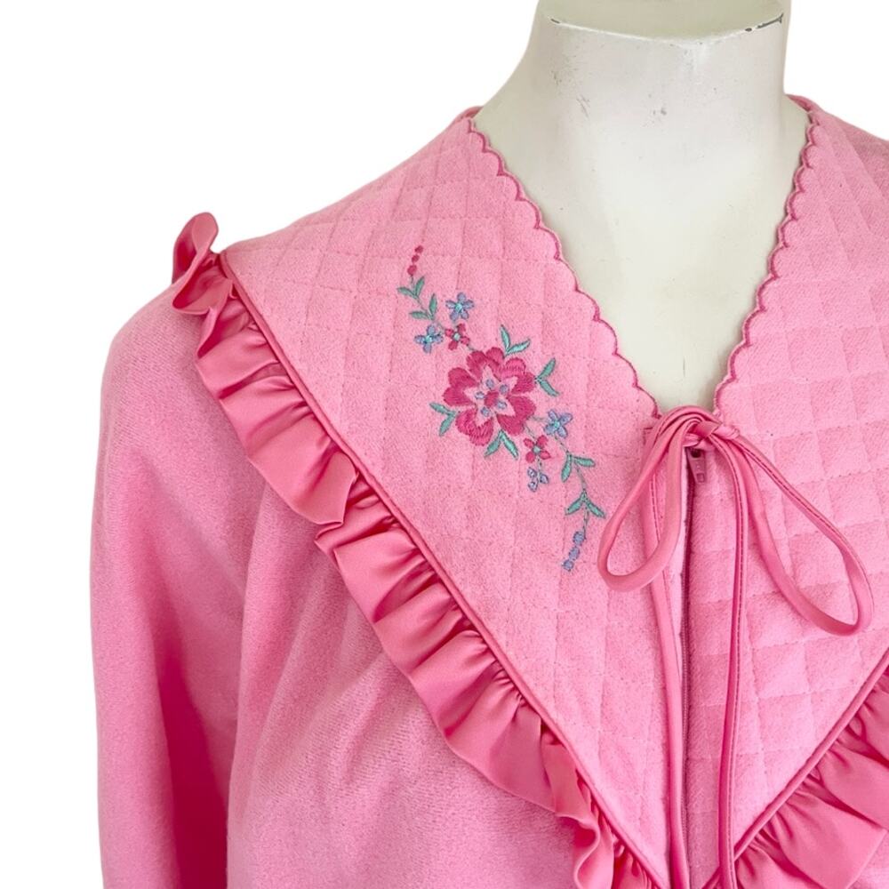 NWT VTG VANDEMERE 1/2 Zip Brushed Fleece Robe Housecoat in Pink SZ M